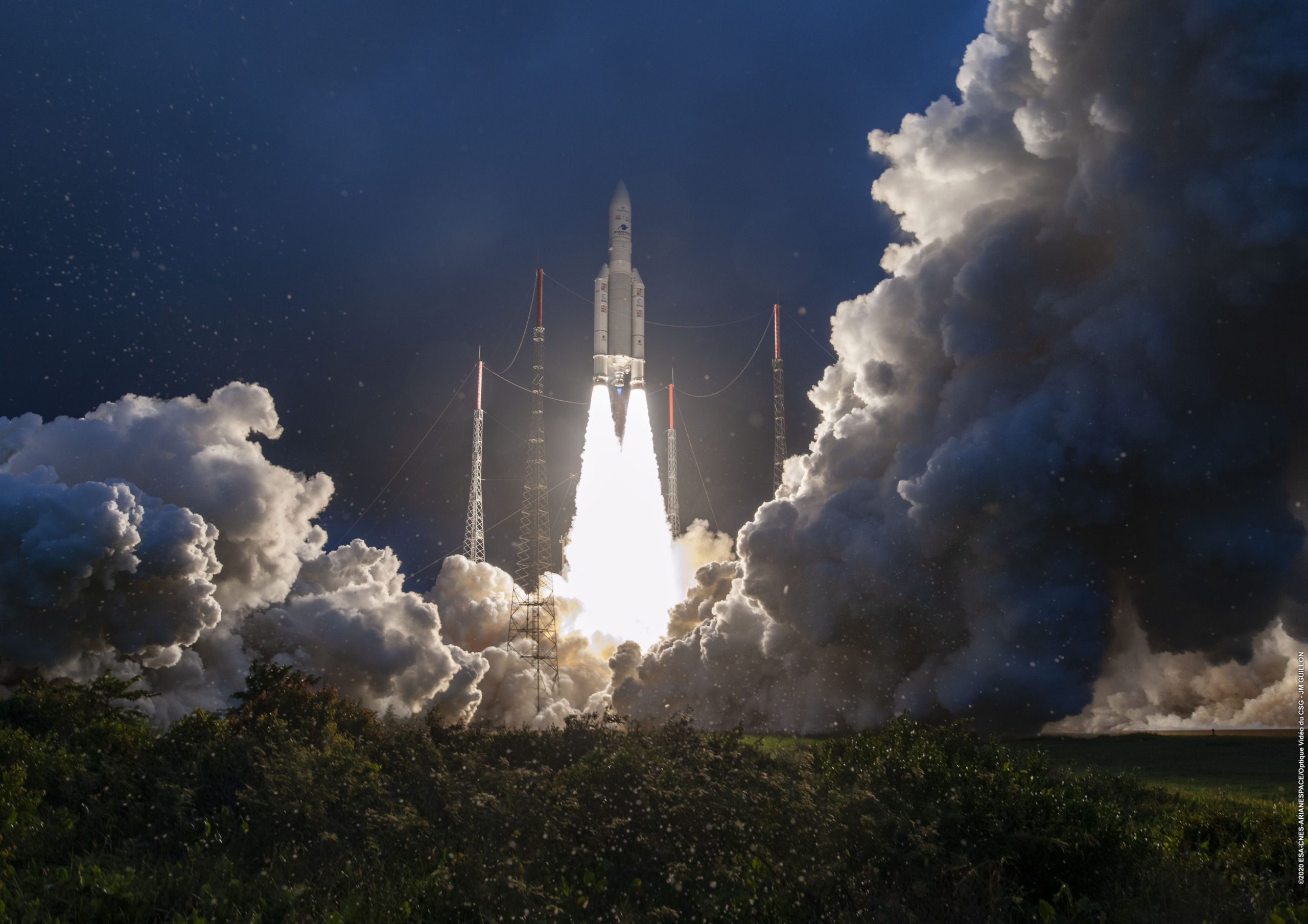 (c) ESA, CNES, Arianespace. Several Norwegian companies contribute to the Ariane launcher program,